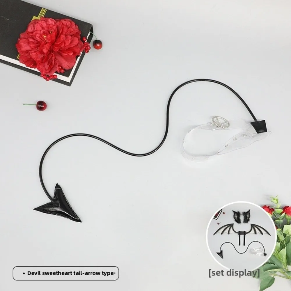 Little Demon Sweetheart Tail Schwarz Universal Fledermaus Schwanz Bund Verstellbarer Pfeil Herz Stil Cosplay Kostüm Party Zubehör