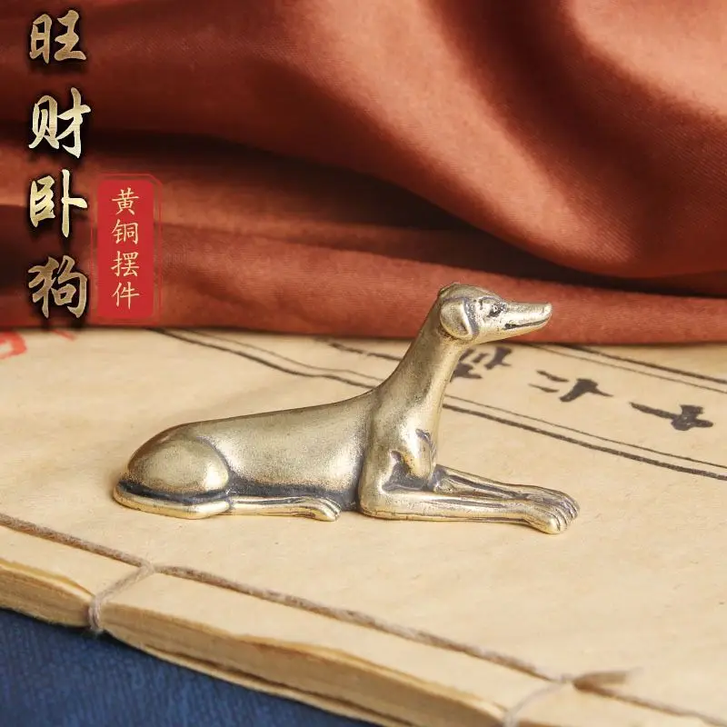 Durable Brass Miniature Dog Statue Greyhound Figurine Collectible Featherless Holiday Gift Desk Ornament Metal Home Decor