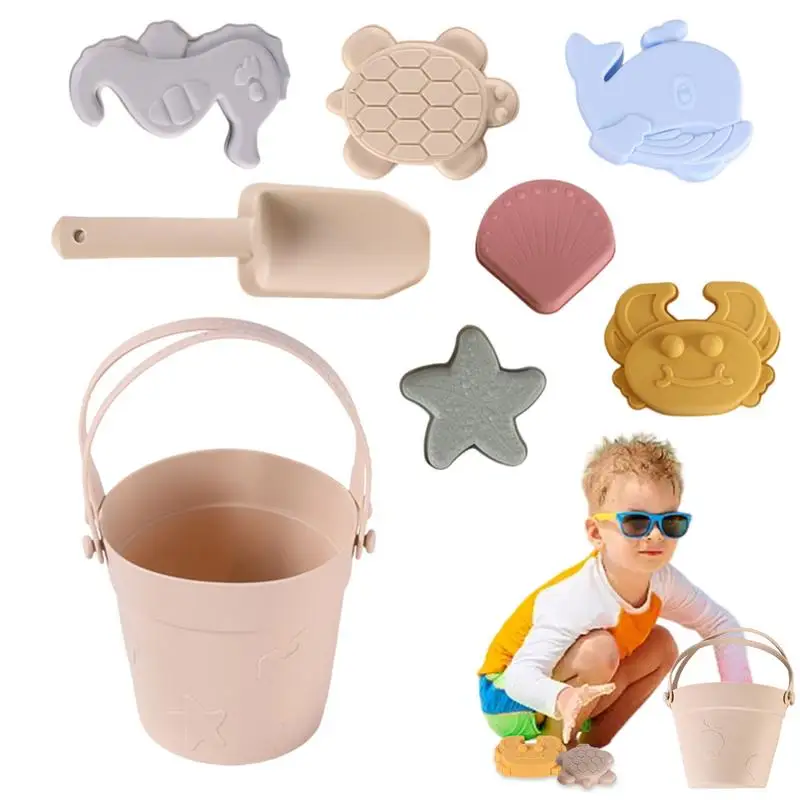 

Beach Sand Toys 8PCS Sand Bucket Set Backyard Game For Kids Ages 3 Children Outdoor Toys Boosts Fine Motor Skills