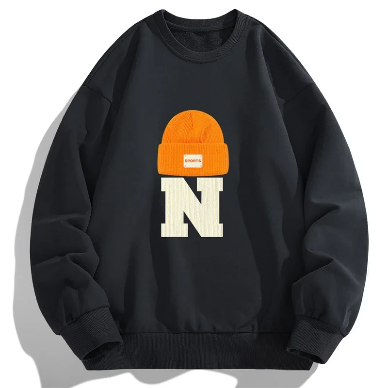 

New Autumn Spring Long Sleeved T-shirts Men Hoodies Round Neck Graphic Man Pullover Print Sweatshirt Top Clothing