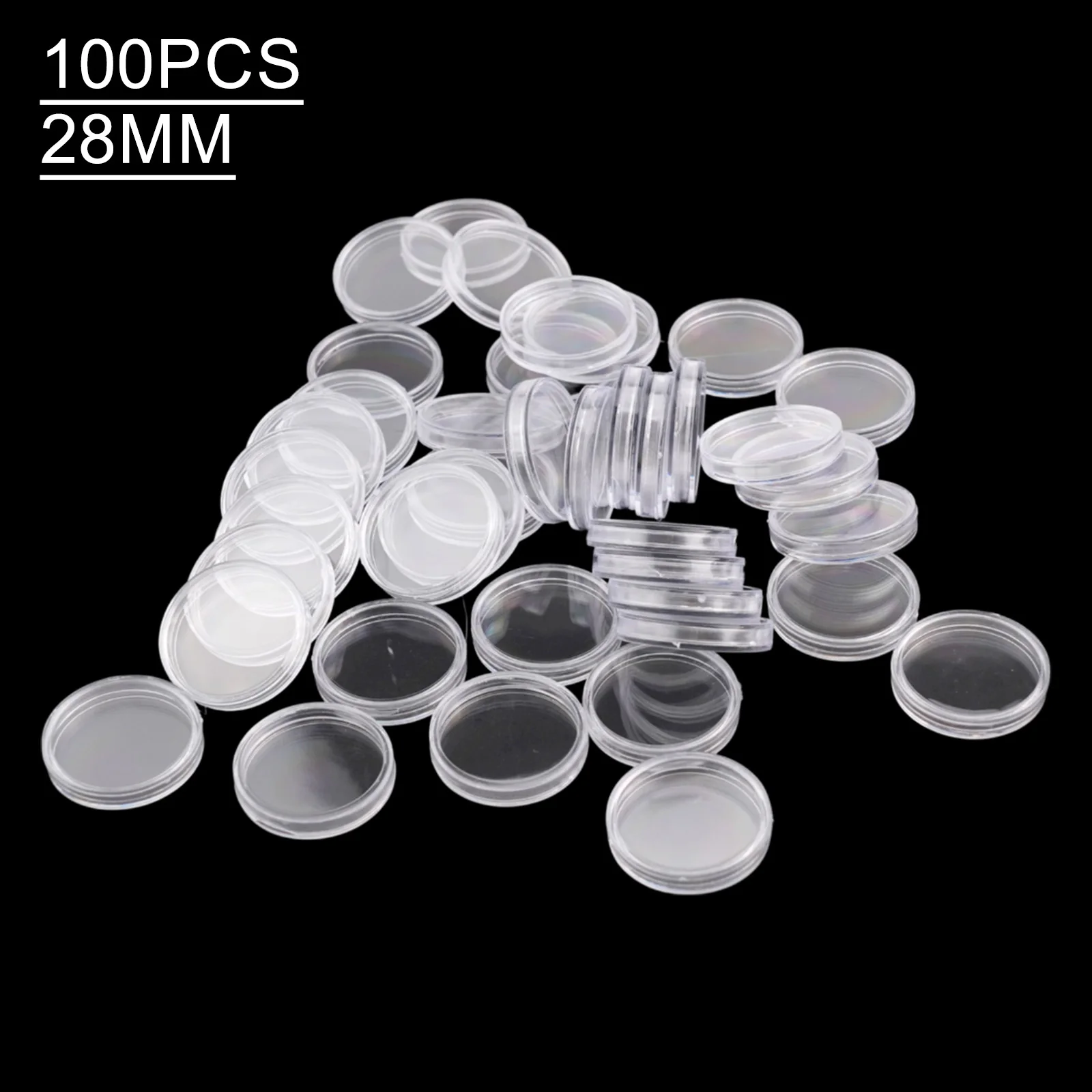 

100Pcs 28mm Transparent Plastic Coin Holder Coin Collecting Box Case For Coins Storage Capsules Protection Boxes Container