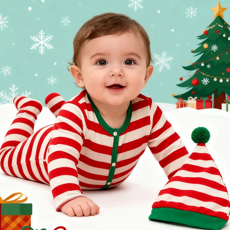 

2025 New New Year Children Clothing 0-24M Newborn Baby Boys Girls Jumpsuit Toddler Baby Boys Girl Romper+Hat Christmas Costume