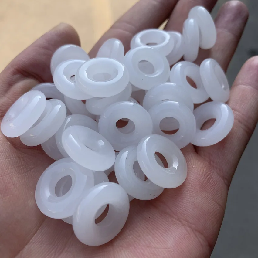 Natural Nephrite White Hetian Jade Donuts Beads For Jewelry Making Diy Bracelet Charms Necklace Pendant Earring Diy Accessories