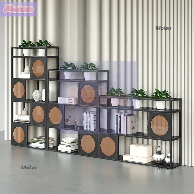 

Modern simple workstation takes files, low cabinet, office area, tea glass Changhong glass partition, green plant flower rack ra
