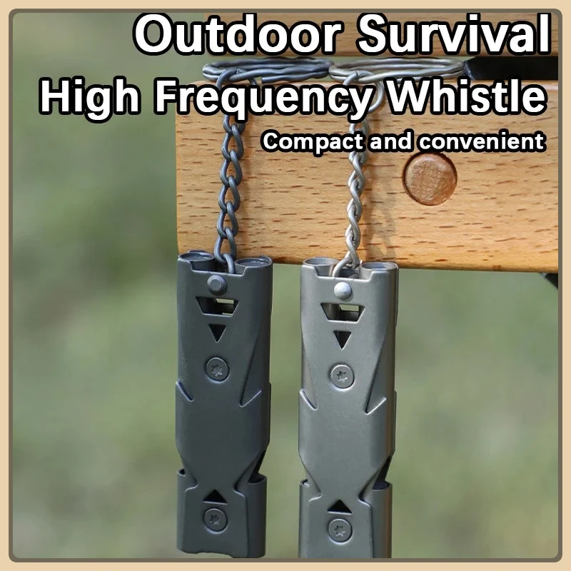 مزدوجة الأنابيب صافرة قلادة المفاتيح عالية ديسيبل المحمولة في الهواء الطلق بقاء أداة تخييم الطوارئ متعددة الوظائف صافرة 1 قطعة #1