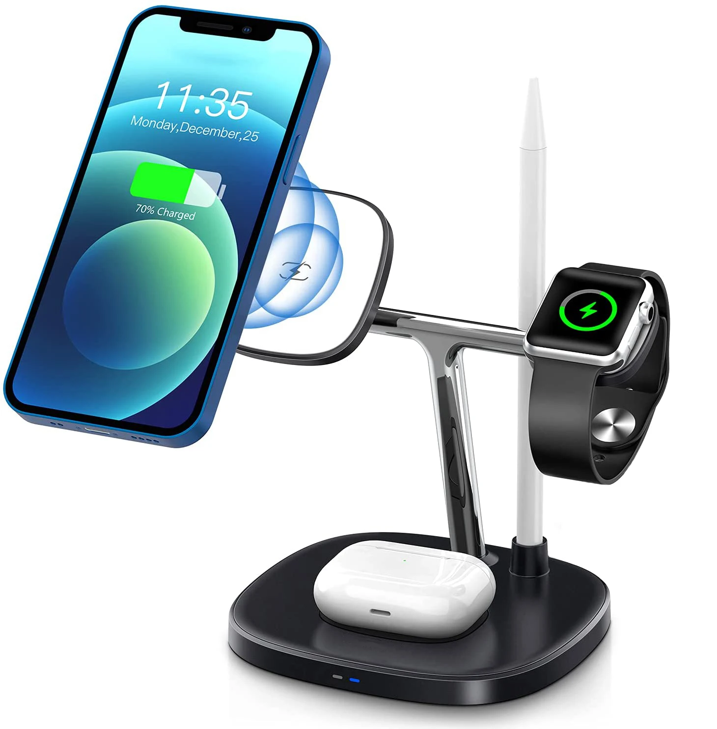 

3 in 1 30W Magnetic Wireless Charger Stand For Phone iPhone 15 14 Pro Airpods Apple Watch Fast Charging Station Holder