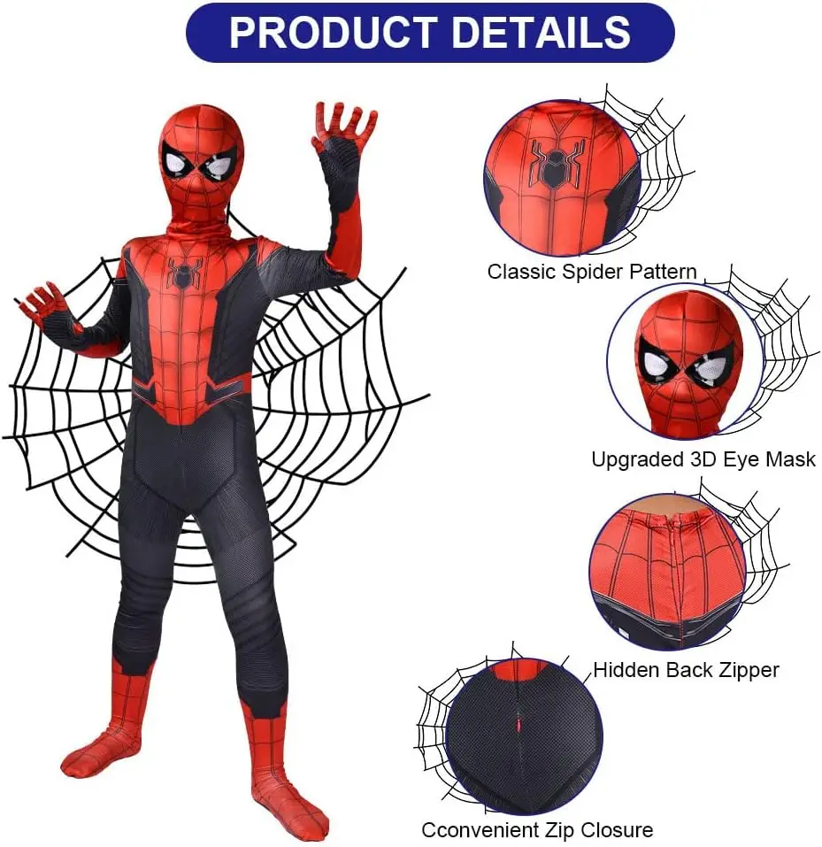 Spider-Man Costume for Kids Super Hero,3D Cosplay naughty kid clothes party Bodysuit holiday jumpsuit Adult boy event dress 19