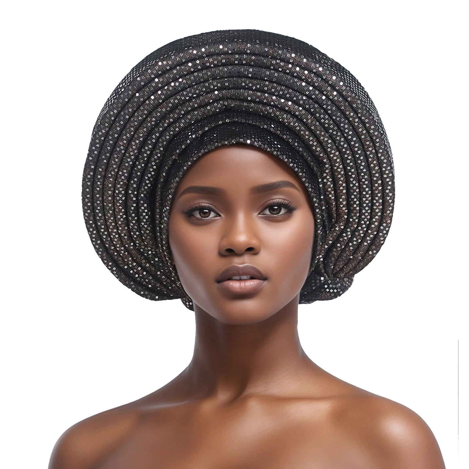 African Women Hat Muslim Hijab Headscarf Turban Head Wrap Nigerian Wedding Headgear Already Made Auto Gele Headties Cap Sequins