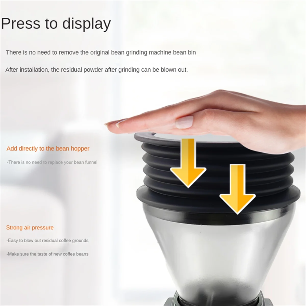 RIRI Moedor de grãos de café, funil de dose única para macarrão de fole de silicone Baratza, ferramenta de limpeza de pó soprador