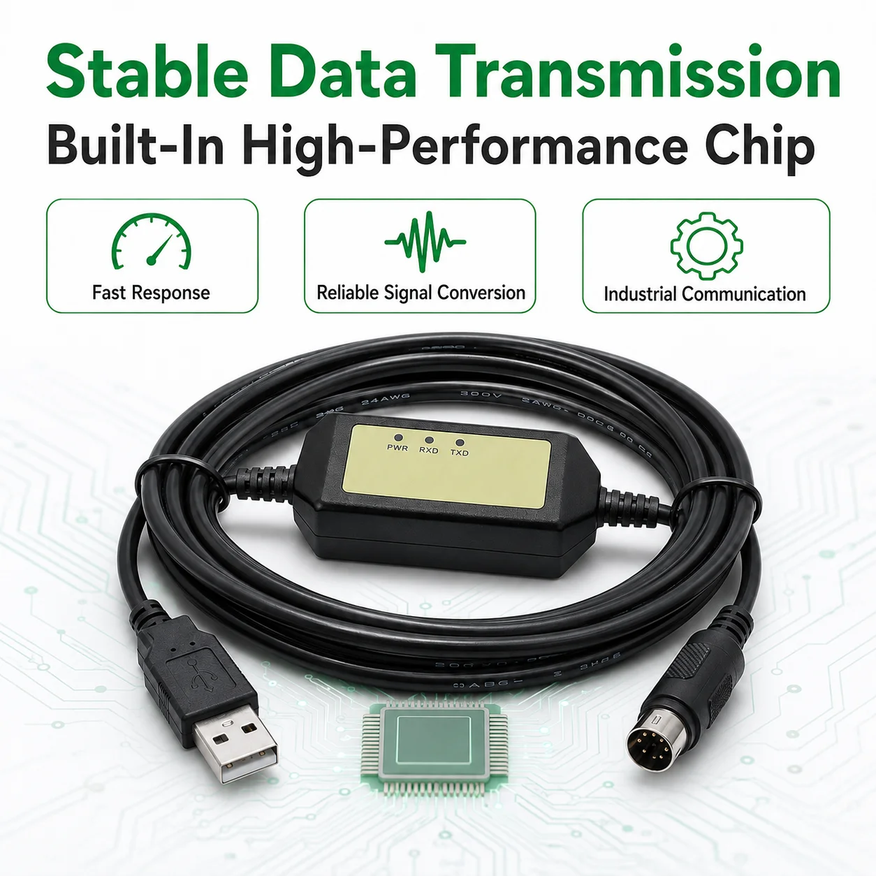 TSXPCX3030 USB PLC Programming Cable for Schneider TSX TWIDO NEZA Series 8-Pin Mini DIN 3M Download Cable 5V