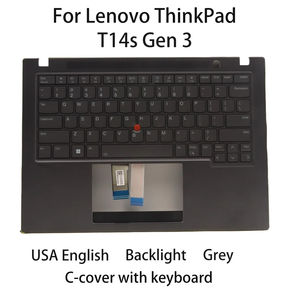 

New For Lenovo ThinkPad T14s Gen 3 Laptop Keyboard USA English Grey Backlight 5M11H52319 5M11Q65730 5M11Q65731 5M11H52321