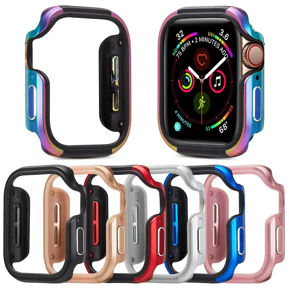 

Aluminum Alloy Case +TPU For Apple Watch 8 7 45mm 41mm Series 6 5 4 SE 44mm 40mm Aluminum Protector cover iwatch 8 7 SE cover