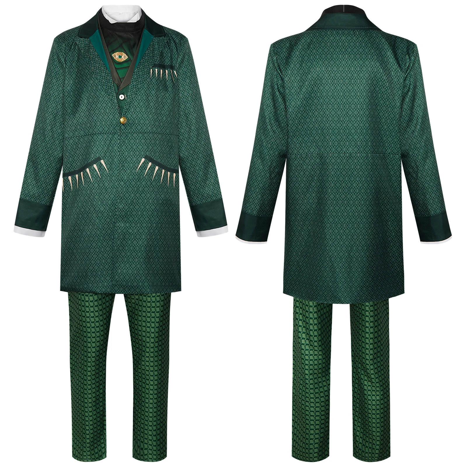 Movie Wicked Cosplay Costume Wizard Green Suit Men Roleplay Costume Halloween Carnival Party Outfits Men Suit Uniform