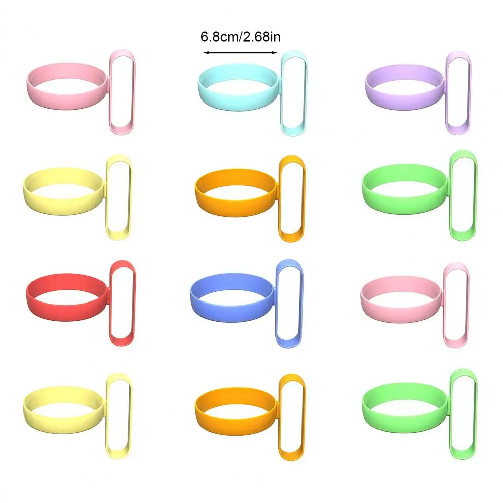 Thick Durable Cup Sleeve 12pcs Reusable Cup Coasters with Enlarged Handles Anti-scald Heat Insulation Sleeves Elastic Buckle Hot