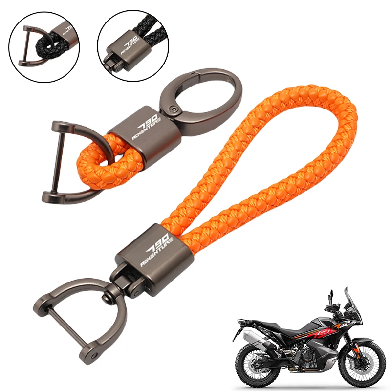 

For KTMR2R 790 Adventure 790-ADV Custom Quality Braided Rope Keychain Motorcycle Accessories High Quality Alloy Keyring