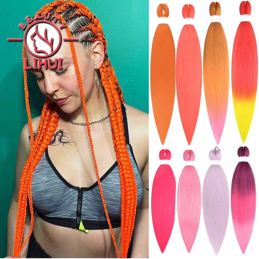 28 pollici intrecciare i capelli Pre allungati Corlorful trecce Jumbo sintetiche estensioni dei capelli blu giallo verde rosso rosa trecce YAKI