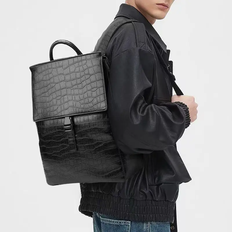

Новая мода с узором аллигатора, мужские рюкзаки из спилка, мужской корейский студенческий рюкзак для мальчиков, деловой ноутбук, школьная сумка для компьютера