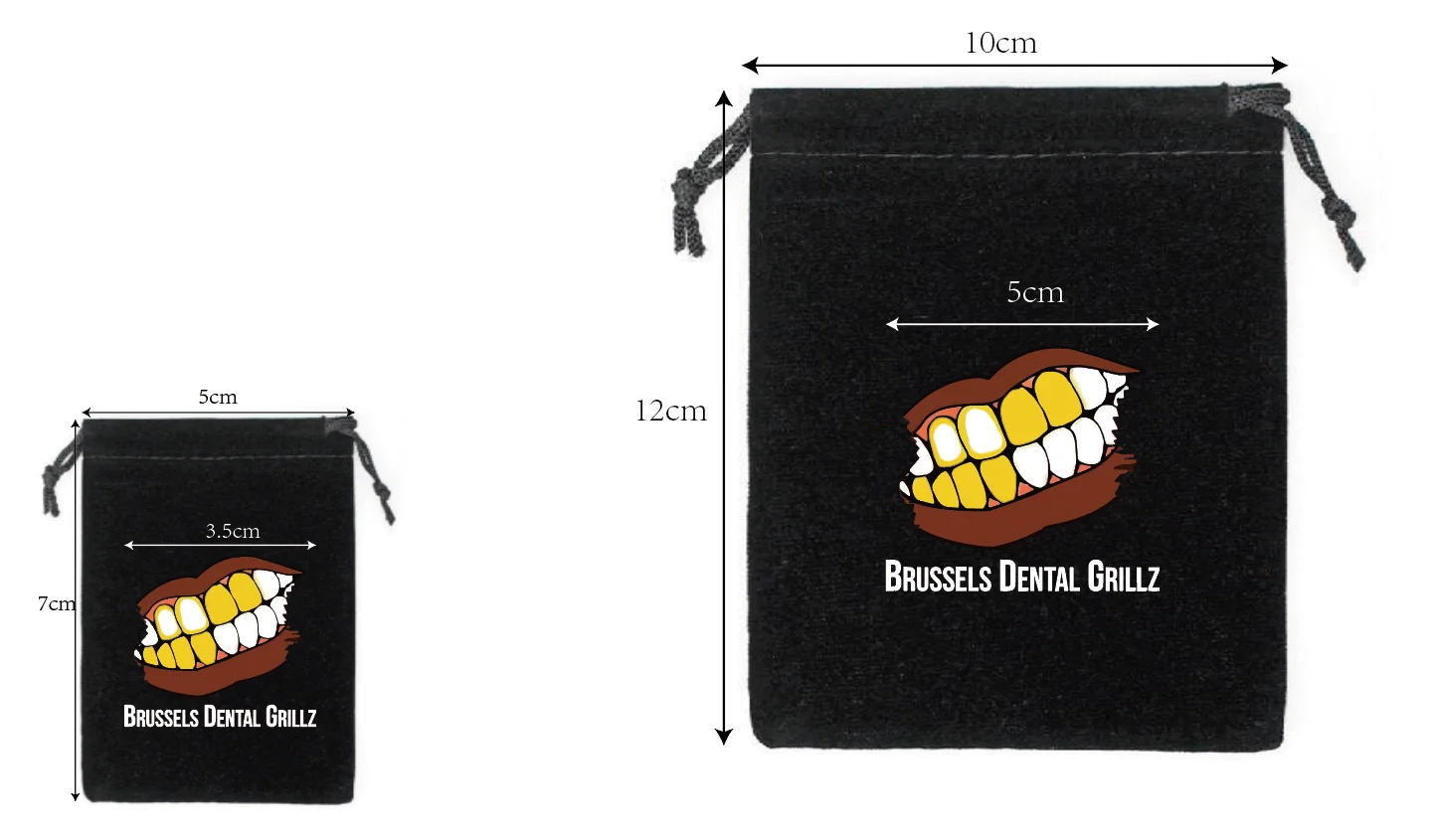 

100 Pieces 5*7cm + 100 Pieces 10*12cm Black Velvet Bags Drawstring Pouches Hot Printing With Multi-colors Logo Customized Logo