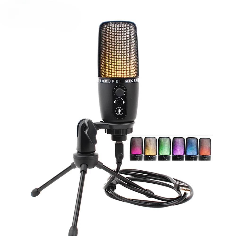 Cheap Price RGB USB Condenser Recording Studio Gaming Mic Microphone For Computer PC Gamer