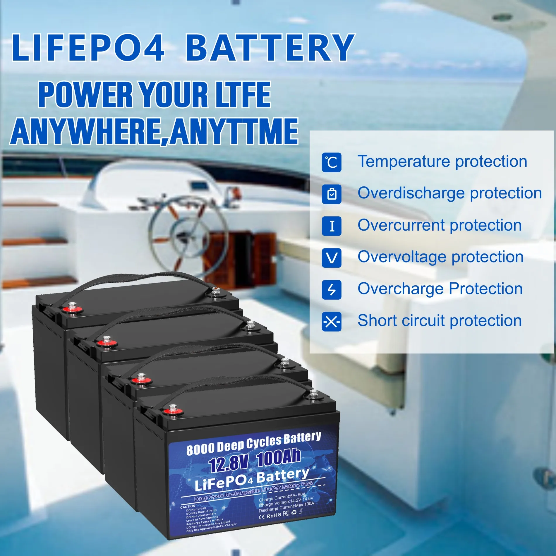 VEMDIA LiFePO4 Lithium Battery 12V 100Ah Deep Cycle Rechargeable Lithium Iron Phosphate Rechargeable Battery