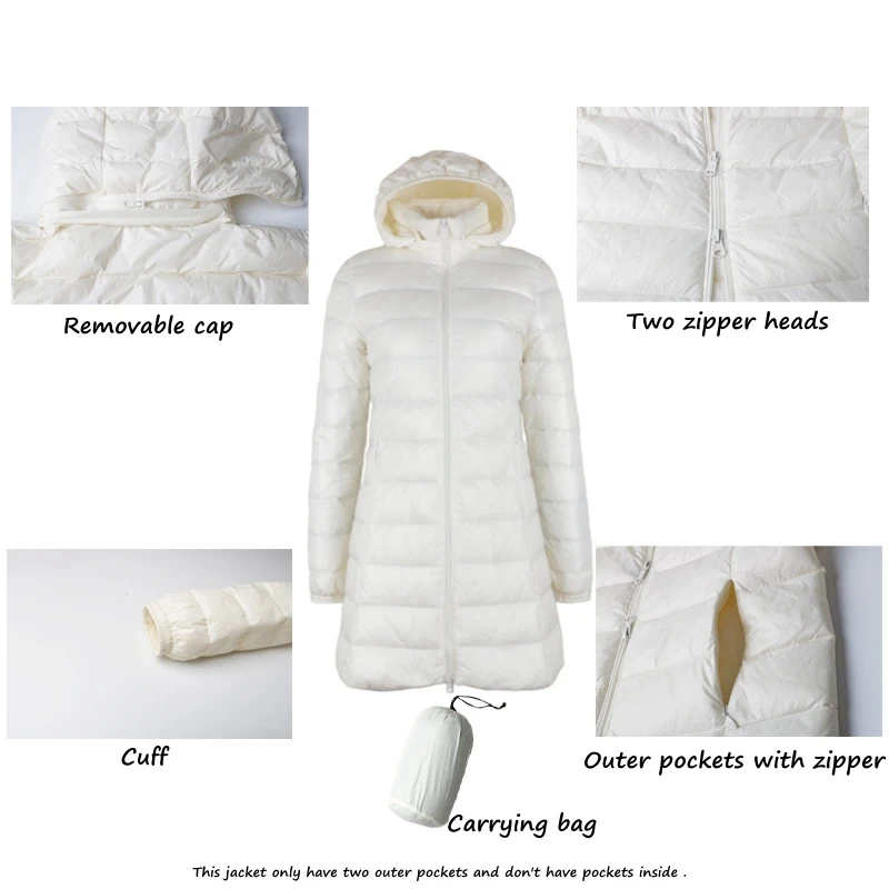 Plus 8XL 7XL Ladies Coats Long Winter Hat Detachable Down Jacket Ultra Light Down Jacket Women Hooded Female Warm Coat