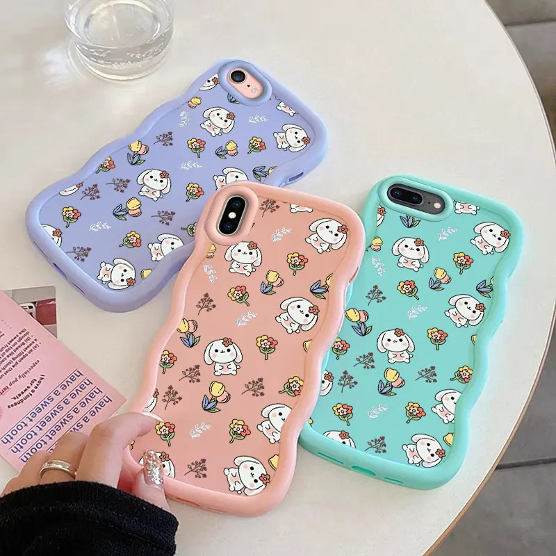 Cartoon Dog Macalong Phone Case for iPhone 7 8 PLUS SE 2020 2022 X XS MAX Soft Coque Wavy edged Shockproof Cover