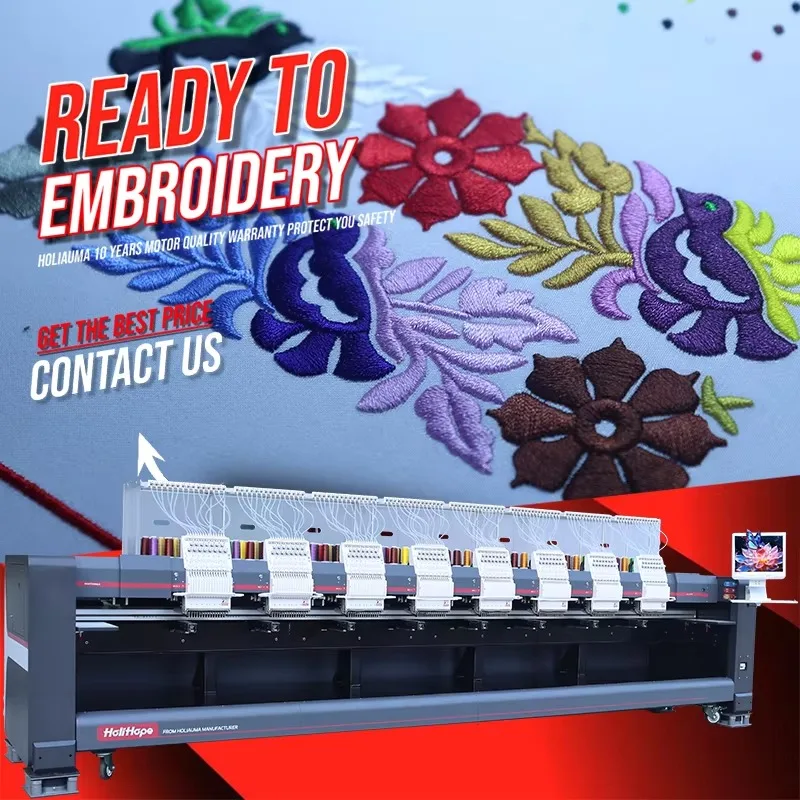 

[Best-selling] Top Industrial 8 Head Multi Head Embroidery Machine For Sale With Free Embroidery Machine Part For Cap T-shirt Fl