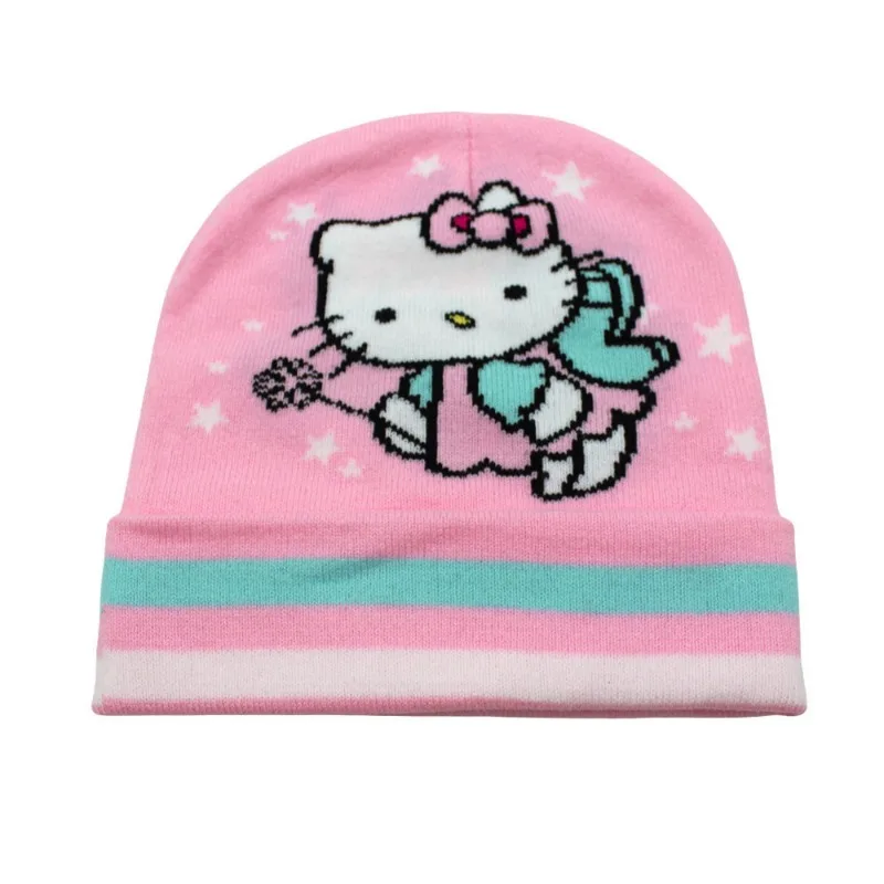 Sanurgente-Chapeau en laine polyvalent pour filles, figurines mignonnes CartoonGree, Hello Kitty, Kuromi Melody Cinnamoroll, chapeau d'hiver chaud, cadeau décontracté