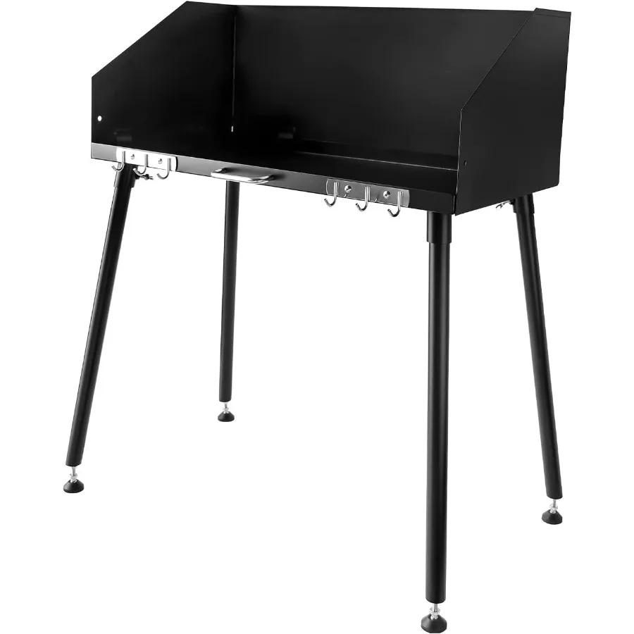 

30 x 16 Inch Carbon Steel Dutch Oven Camp Cooking Table with ThreeSided Windscreen and Four Legs for Grill Travel Outdoor Picni
