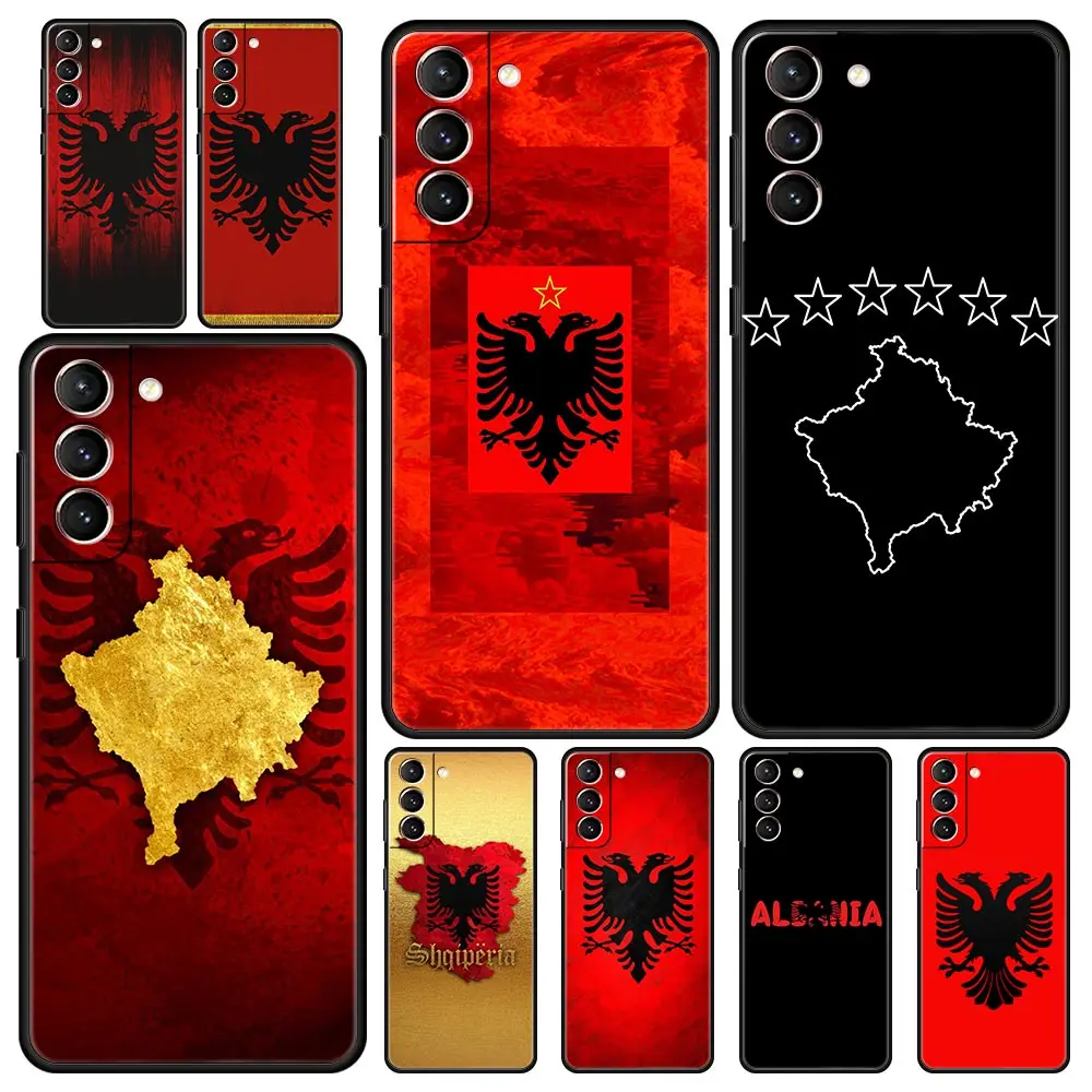 Albania flag Phone Case For Samsung Galaxy S24 S23 Ultra S22 S21 S20 FE 5G S10 S10E S9 Plus S8 Soft Silicone Black Cover Bumper