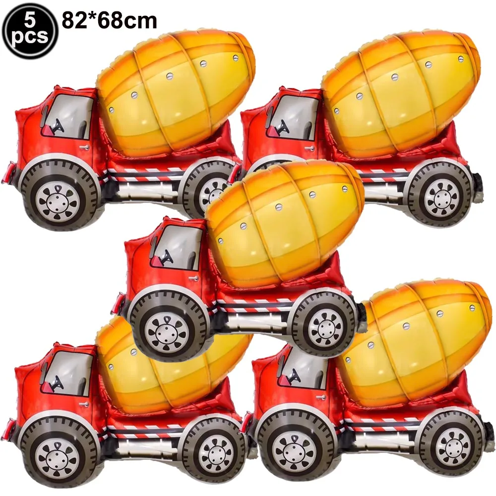 Construction Truck Balloons Excavator  Foil Balloon Baby Shower Boys Construction Tractor Themed Party Birthday Decoration