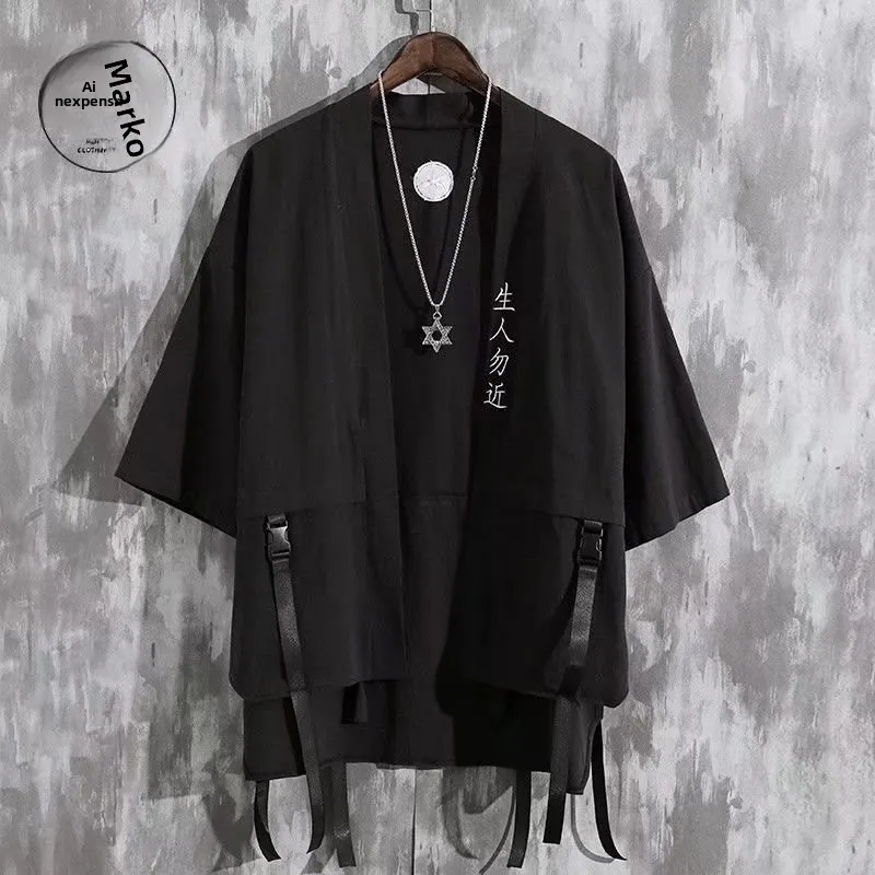 

Летняя тонкая мужская куртка в стиле хип-хоп, свободного кроя, повседневная, удлиненная, на одной пуговице, молодежный тренд, для повседневной носки