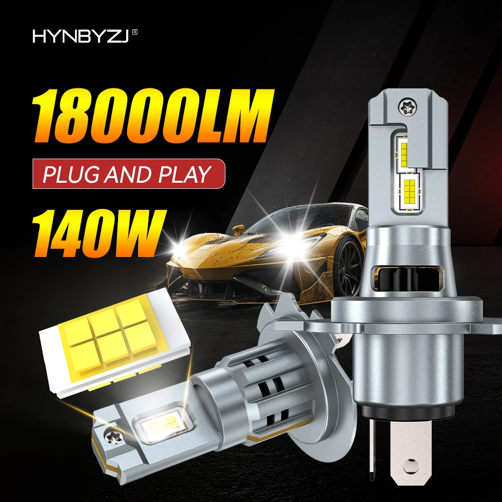 

HYNBYZJ Turbo LED H4 H7 LED Headlight Bulb Mini Wireless 140W Car Lights 6000K White 9003 LED Headlight Bulbs with Fan