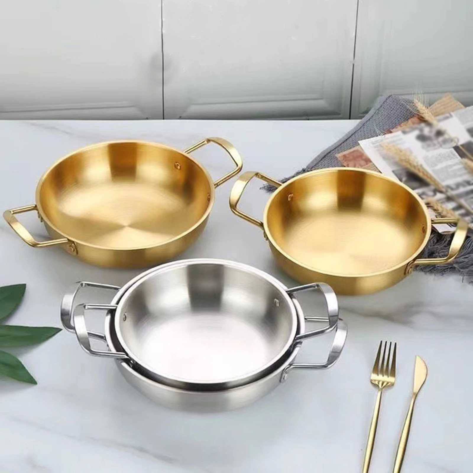 Korean Ramen Pot Stockpot Multipurpose Stainless Steel Instant Noodle Pot Multipurpose Pan Dry Pots Kimchi Soup Pot Camping