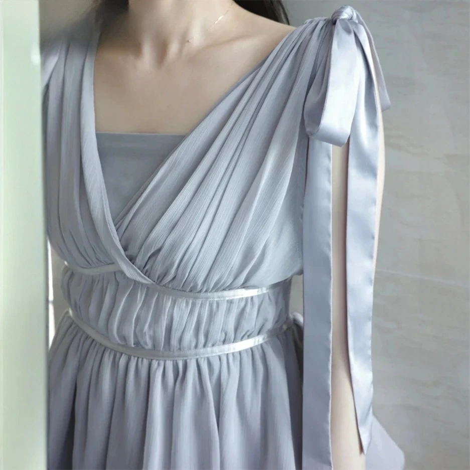 

Женские топы, летняя милая элегантная блузка с галстуком-бабочкой, женская рубашка с v-образным вырезом, шифоновая блузка без рукавов в японском стиле с застежкой на талии