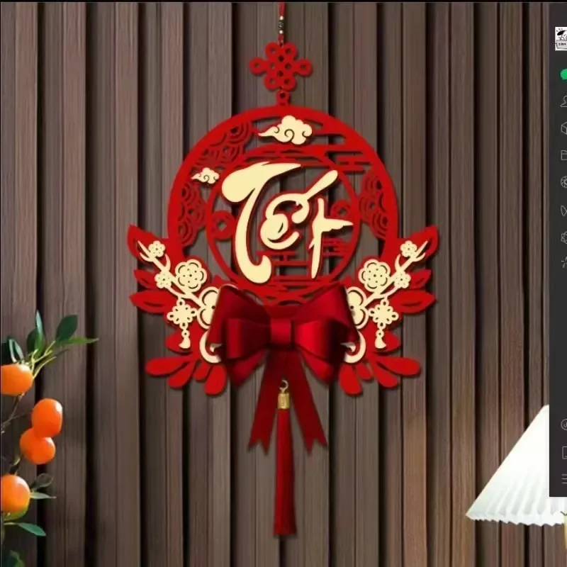 النص الفيتنامي 2025 مهرجان الربيع الزخرفية قلادة سنة جديدة سعيدة الديكور غرفة المعيشة القوس قلادة منتجات احتفالية حمراء