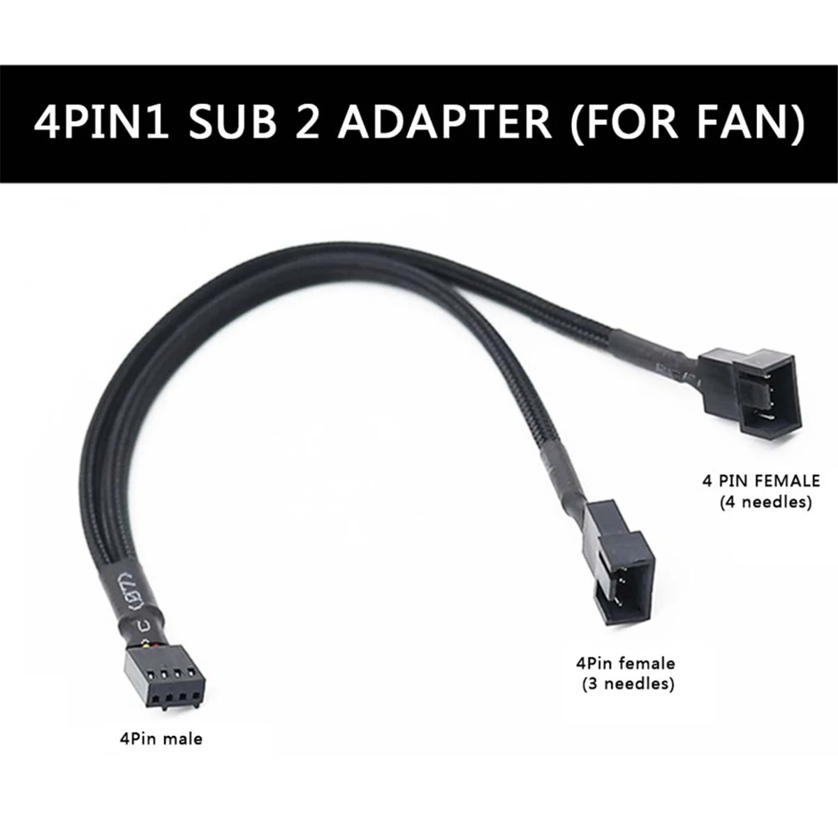 4-Pin PWM Fan Splitter Hub Cable for Motherboard and CPU PC Case Fan Extension Adapter, Y Splitter Cable
