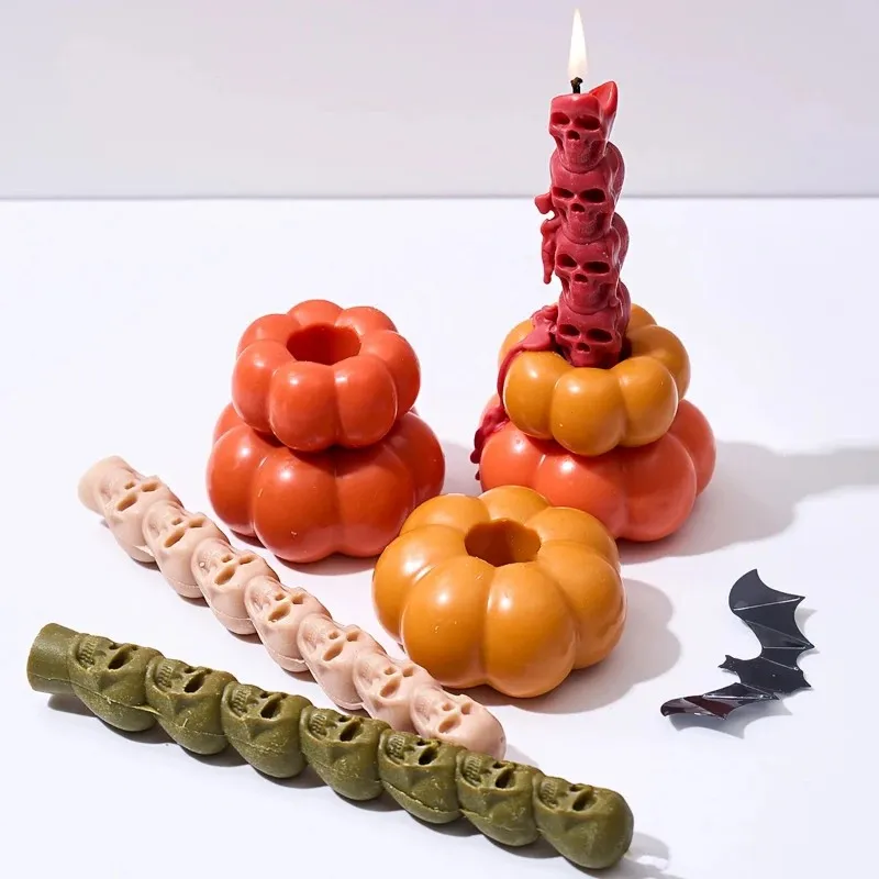 diy pumpkin candle holder silicone mold for craft making plaster resin casting top quality creativity ornaments candlestick
