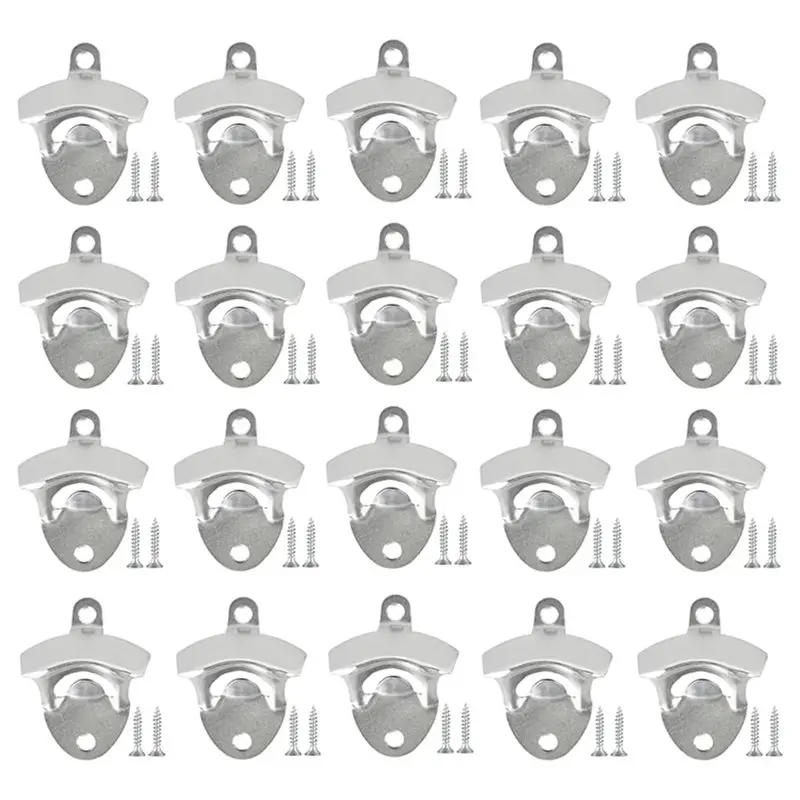 AB46-Bottle Opener Wall Mounted 20 Pack Vintage Beer Opener With Screws For Bars KTV Hotels Homes