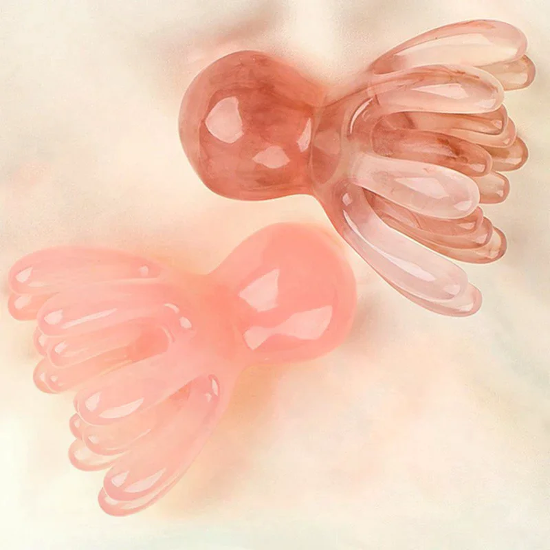 Resin Double Row Octopus Comb Cute Head Massager Hair Care Meridian Scraping Scalp Massage Acupuncture SPA Gua Sha Massage Tool