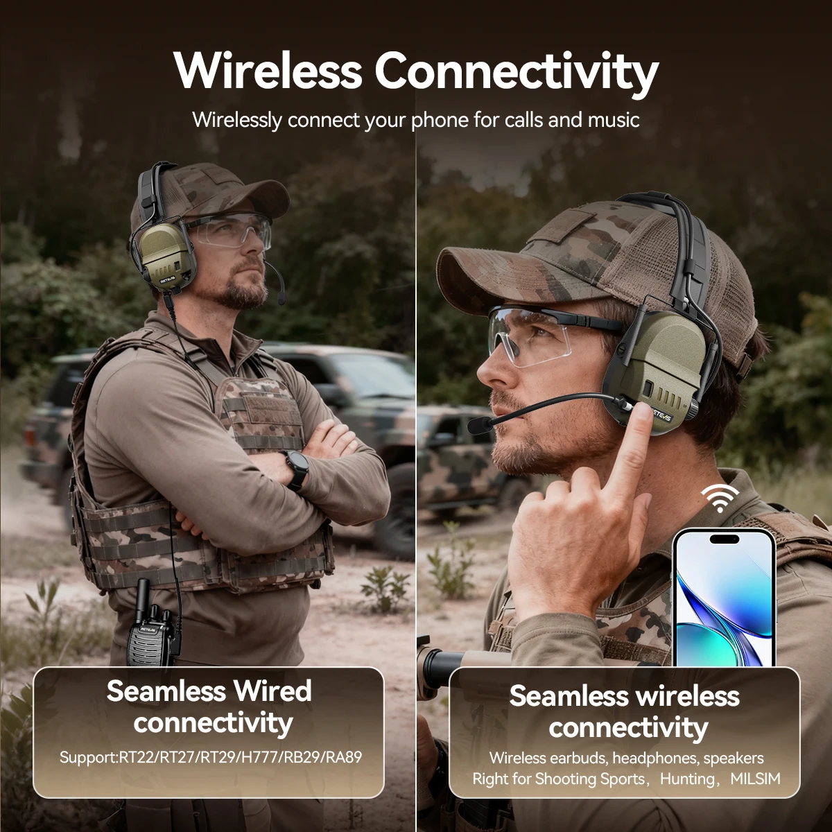 Retevis EH080K Walkie Talkie Headphone Electronic Hearing Protection and Noise-Cancelling Headset for Retevis RA89 RT22 RT29 view 3
