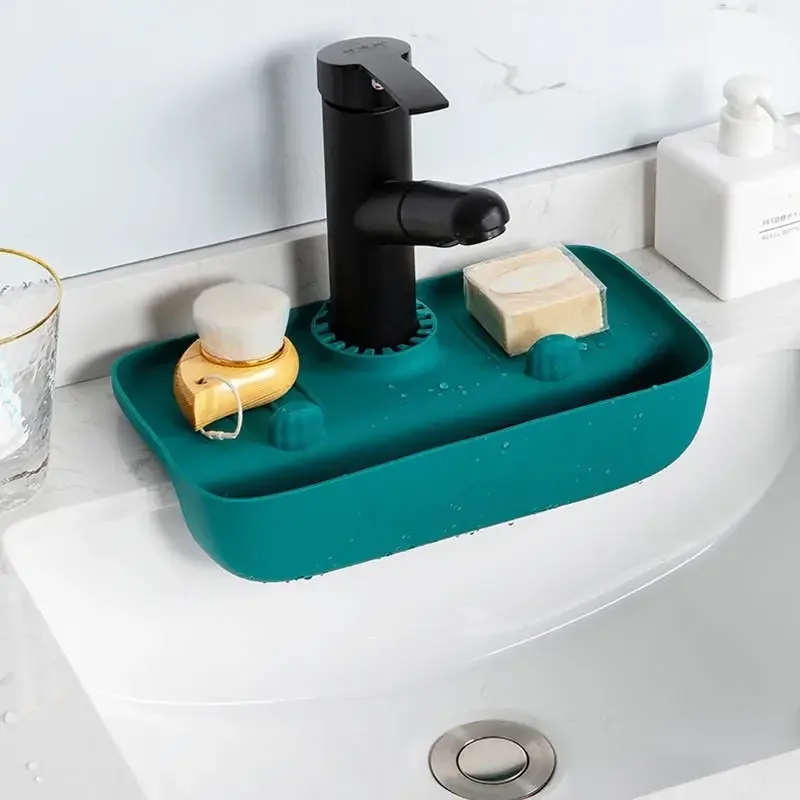 

Силиконовый коврик для смесителя, лоток для раковины, органайзер для мыльной губки, сливная подушка, сушилка для столешницы, брызги для хранения кухонных аксессуаров, инструменты