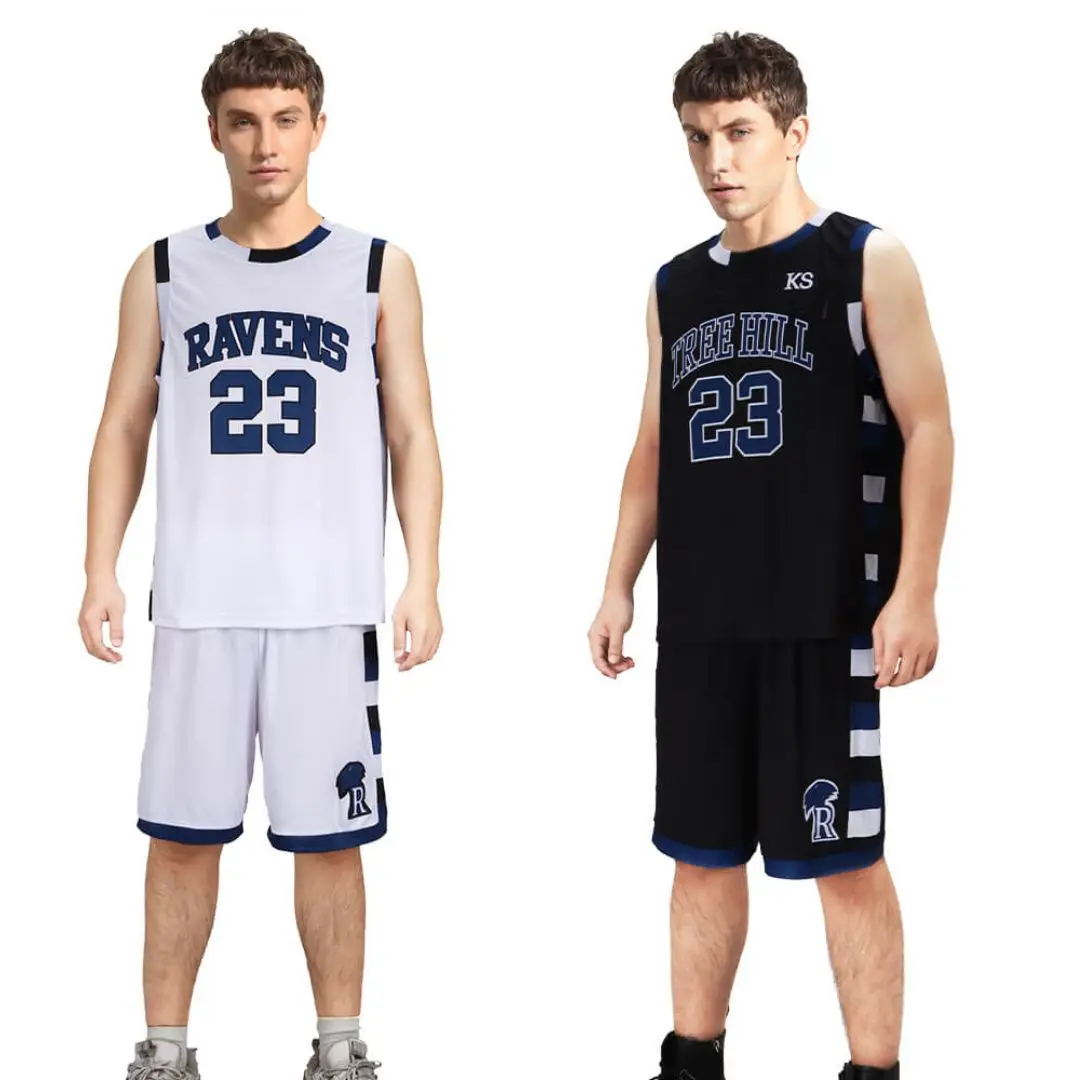

One Tree Hill Ravens Nathan Scott Basketball Jersey Black White #23 Group Cosplay Costume Sportwear Takerlama In Stock