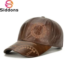 Gorra de béisbol de cuero de vaca genuino para hombre, gorro de béisbol informal de cuero Real, protección auditiva, otoño e invierno, gran oferta