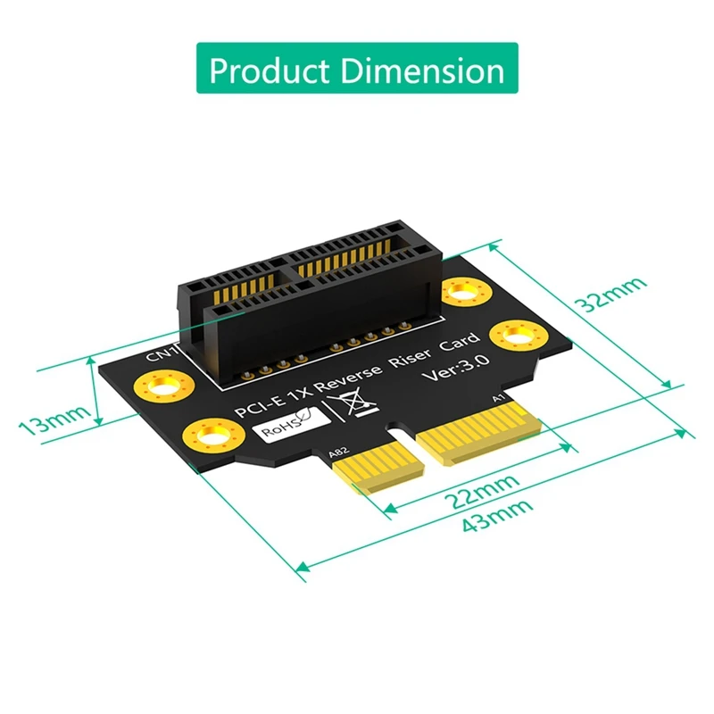 PCI-E 1X 3.0 90-stopniowa odwrócona karta męsko-żeńska do serwera 2U (kierunk w stronę instalacji CPU)