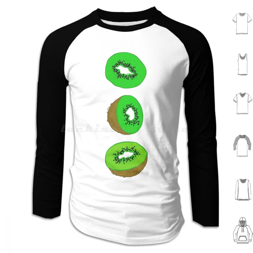 Kiwifruit Hoodie cotton Long Sleeve Kiwi Food Pattern Plant Tropics Flora Exotic Tree Soft Island South Sweet Sun Summer