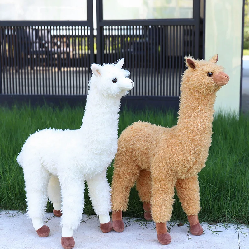 

38-80CM Simulation Alpaca Plush Doll Cute Standing Australian Alpacasso Stuffed Soft Llama Toys