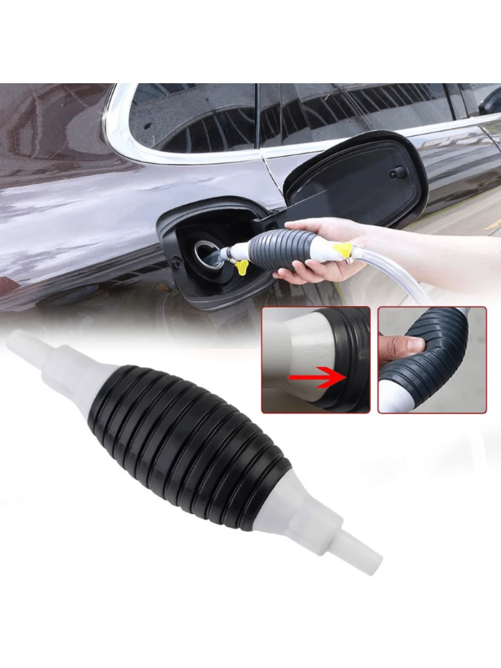 Efficient Manual Fuel Transfer  - Portable Hand Priming Tool For Gas,, Oil, And Water