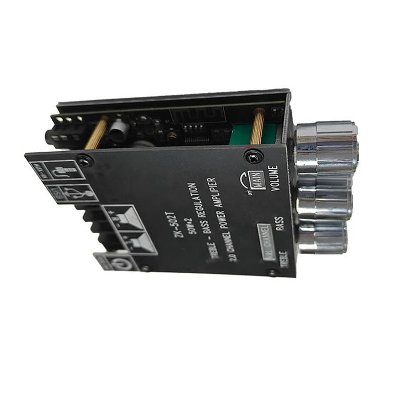 -502T 50Wx2 Placa amplificadora estéreo para carro Bluetooth Placa amplificadora de ajuste de alta e baixa frequência estéreo de canal duplo