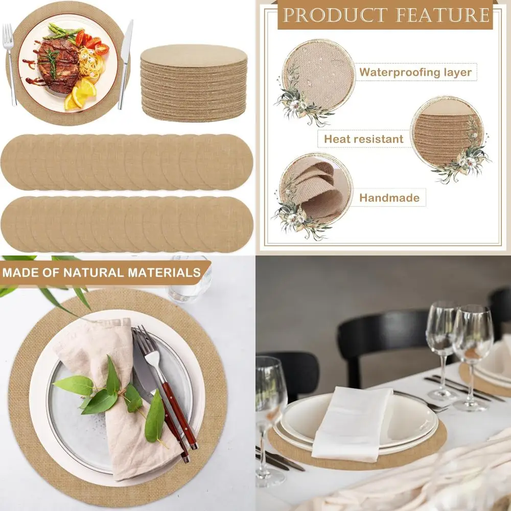 

Круглые джутовые салфетки 11,8 дюймов, многоразовые деревенские осенние настольные коврики, термостойкие салфетки из мешковины в стиле фермерского дома для 80-гостей